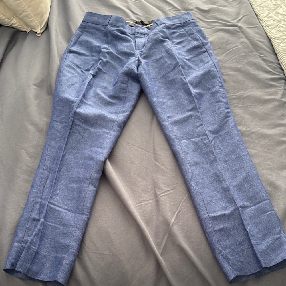 Banana Republic  Blue Linen Cropped Pants